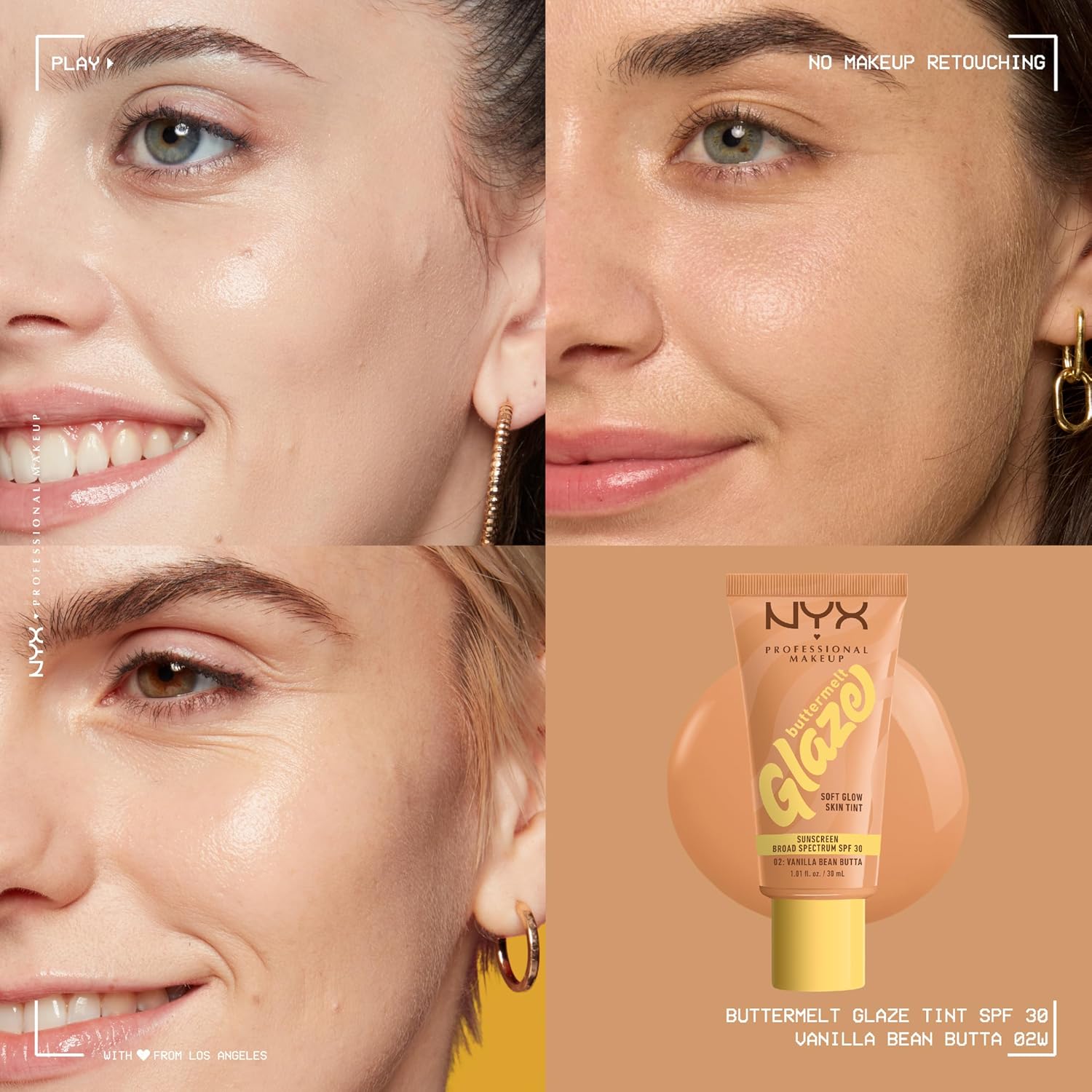 NYX Professional Makeup Buttermelt Glaze Soft Glow Skin Tint SPF 30 02 Vanilla Bean Butta - Image 4
