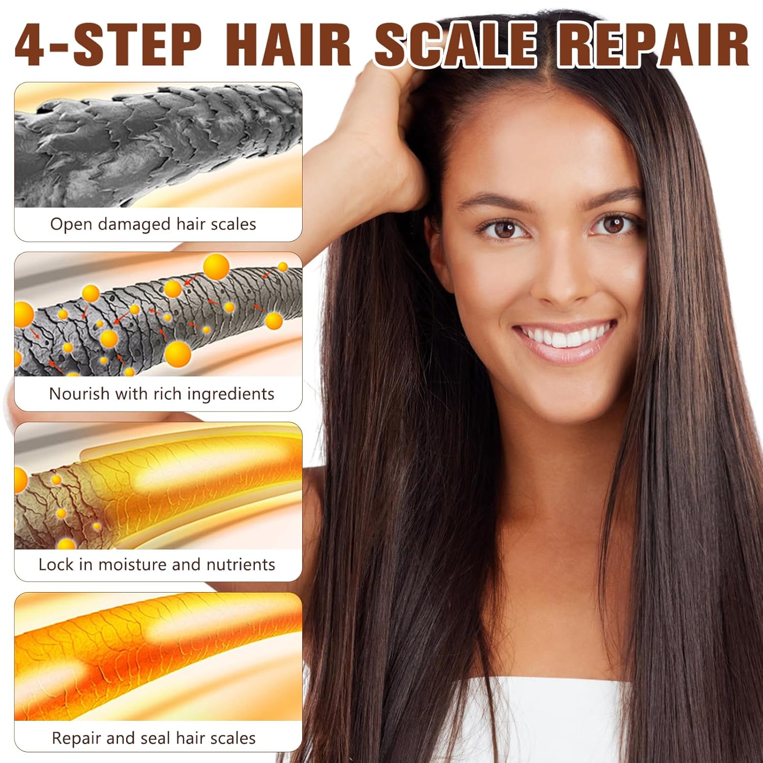 Collagen Hair Mask Deep Repair Conditioning, Hair Treatment Mask Calms and Relaxes the Scalp, Hair Mask with Argan Oil for Dry Damaged Hair All Hair Types, Nourish and Moisturize Hair & Scalp - Image 5