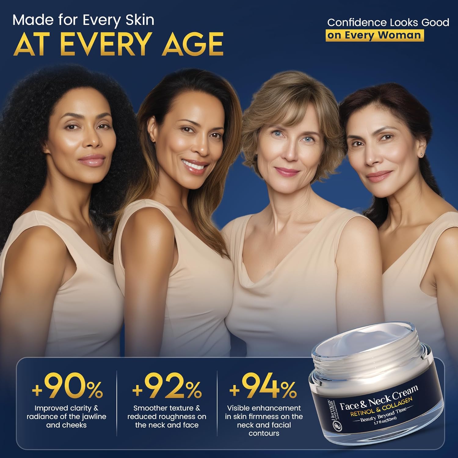 Neck Firming Cream with Collagen, Retinol & Hyaluronic Acid – Radiant Renewal Trio – Anti-Aging Neck & Décolleté Cream for Lifting, Tightening, and Wrinkle Reduction – 1.7 oz - Image 8