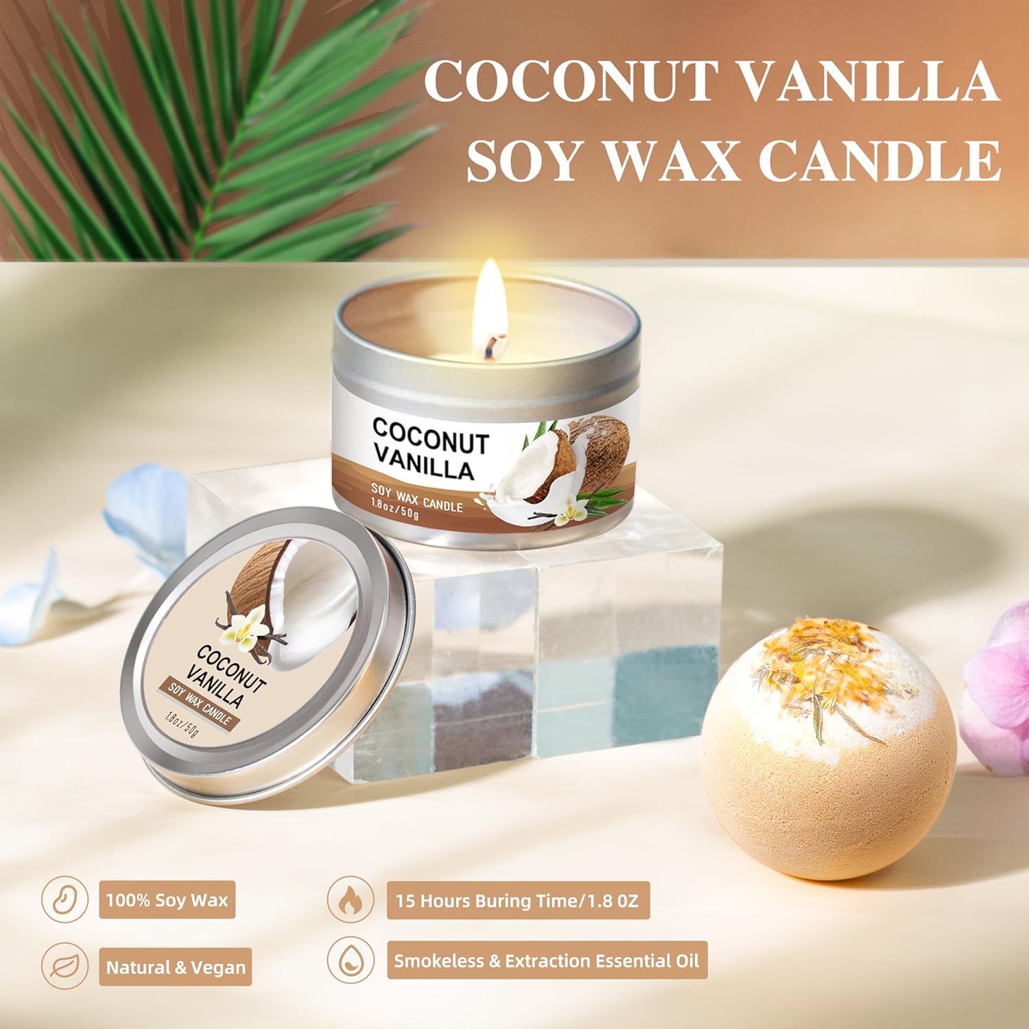 Vanilla Coconut Relaxing Bath and Body Gift Set for Women's Self-Care - Image 5