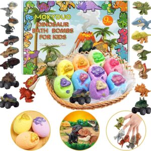 Dinosaur Bath Bomb Set for Kids – 9 Handmade Fizzing Bombs with Surprise Toys + 3 Bonus Toys, Gift Set for Birthday Party, Christmas, Children's Day, Unique Gift Ideas for Boys & Girls