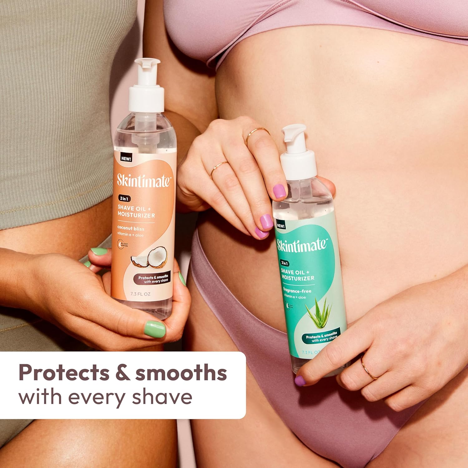 Skintimate 2-in-1 Shave Oil & Moisturizer, Coconut Bliss, 7.3oz | Shaving Oil, After Shave for Women Bikini Area Moisturizer with Vitamin E and Aloe, Shaving Cream Alternative, 7.3 fl oz - Image 8