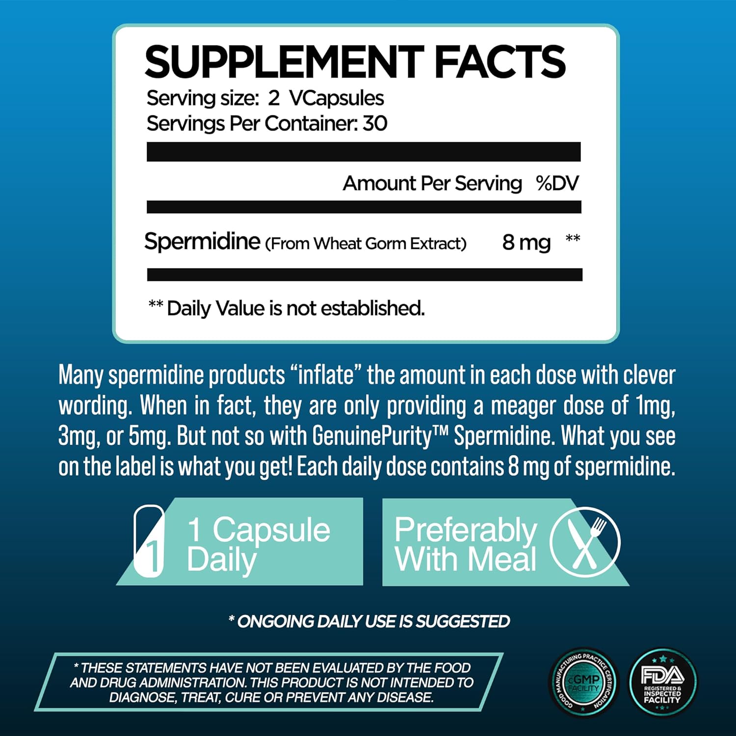 Liposomal Spermidine 8mg | Spermidine-Rich Wheat Germ Extract | for Women & Men to Promote Cellular Renewal for Healthy Aging | Gluten Free, Vegan, USA Made, Non-GMO | 60 Capsules - Image 2