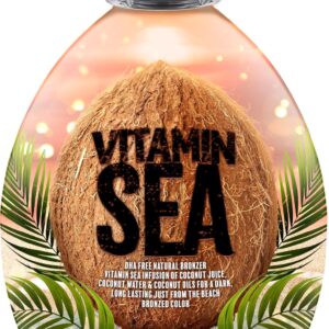 Vitamin Sea Natural Bronzer Tanning Lotion with Coconut Oil, DHA-Free for Sensitive Skin, Streak-Free Bronzing Accelerator 13.5oz - Safe for Indoor Tanning Beds
