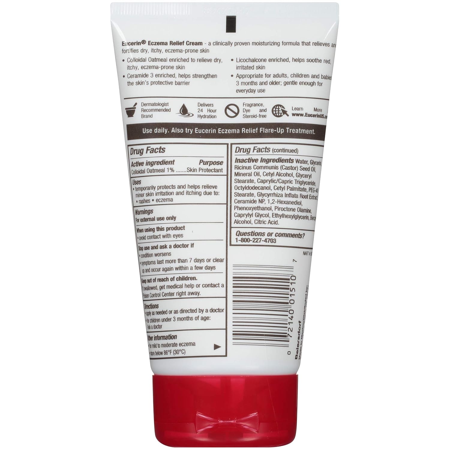 Eucerin Eczema Relief Cream - Full Body Daily Lotion for Eczema-Prone Skin - 5 oz. Tube - Image 2