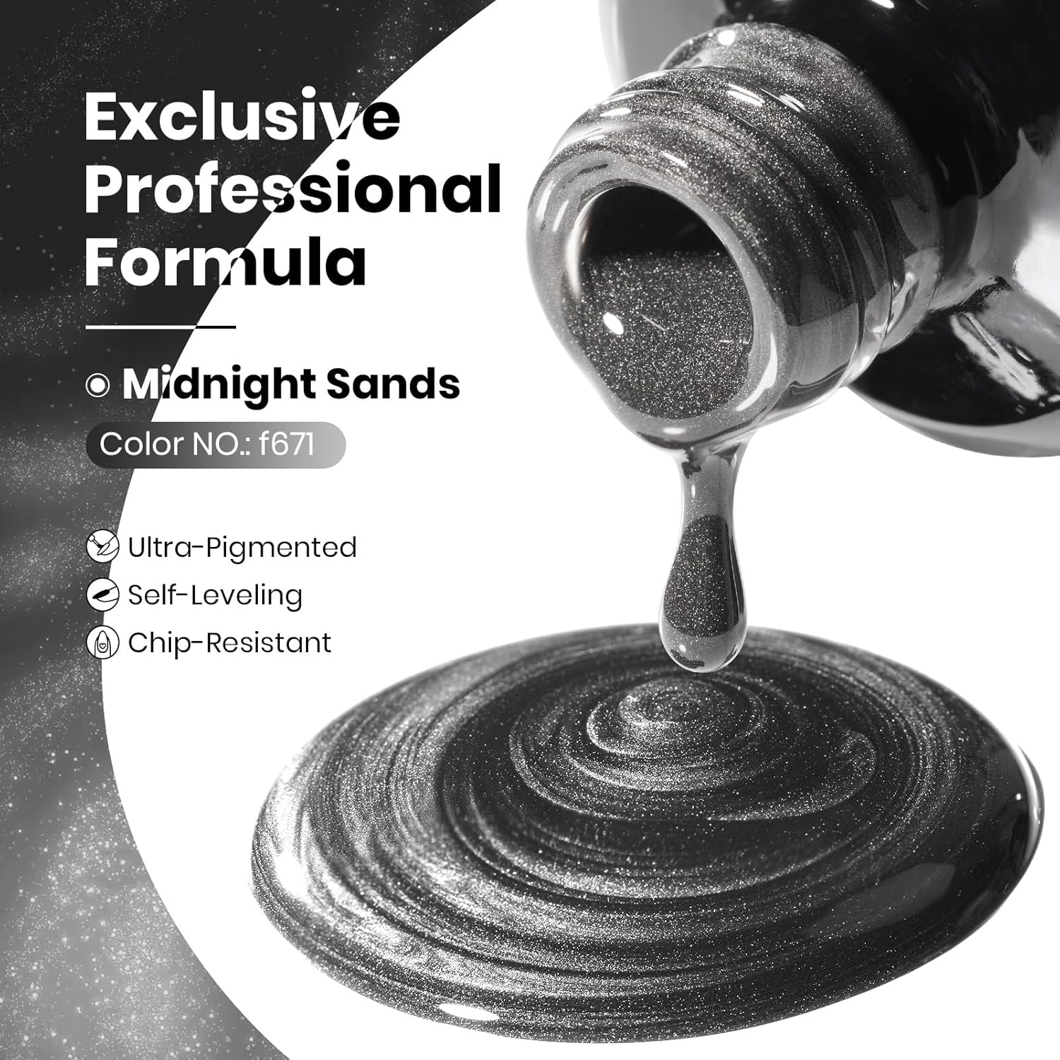 Beetles Black Cat Eye Gel Polish, 15ML Black Glass Cat Eye Glitter Gel Polish with Magnet Shimmer Translucent Sheer Color Soak Off UV Midnight Sands Series French Nail Art Dsign Gift for Women - Image 3