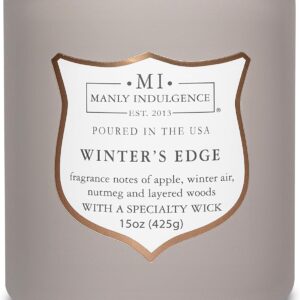 Manly Indulgence Winters Edge Scented Candles for Men, 15 oz Wooden Wick, Fathers Day Candle, 60H Burn, Candles for Home Scented - Made in The USA