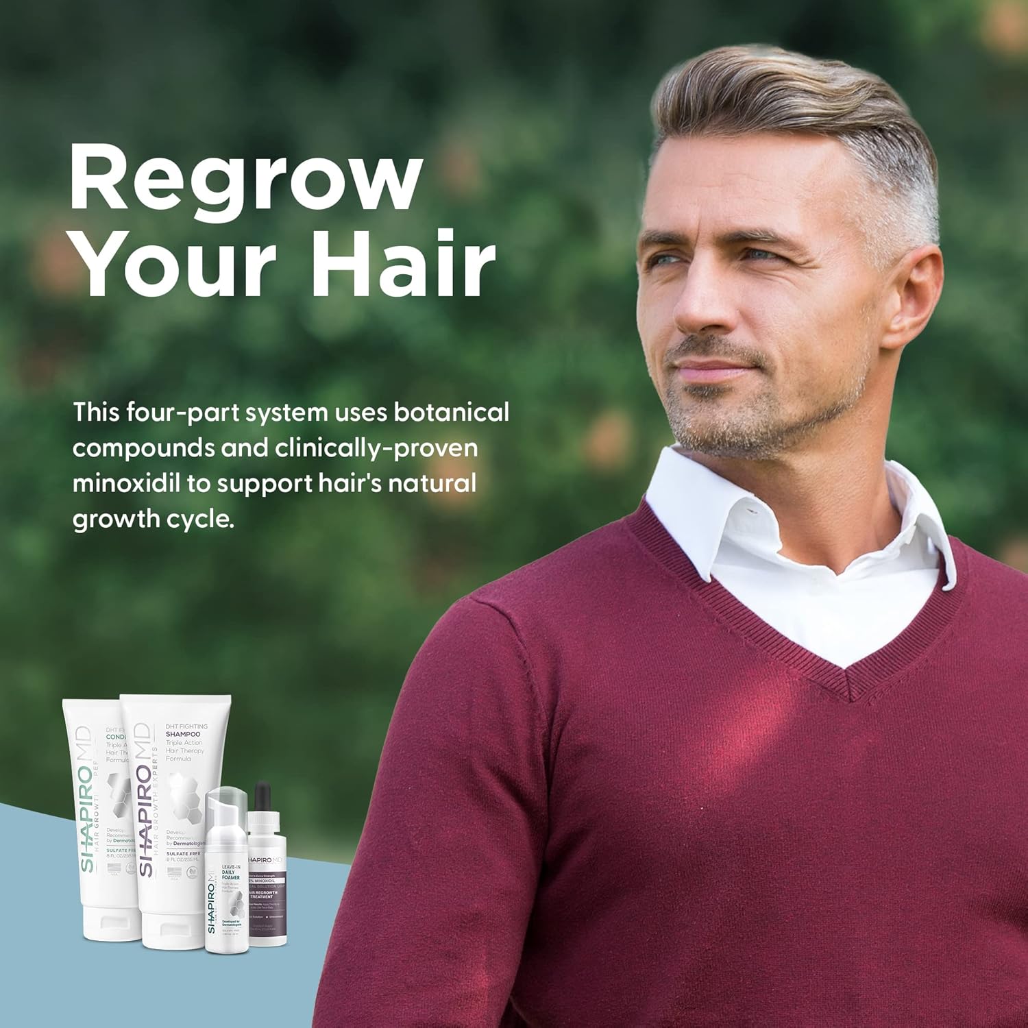 Shapiro MD Men's Hair Regrowth Kit with Shampoo, Conditioner, 5% Minoxidil, 1 Month Supply - Image 2