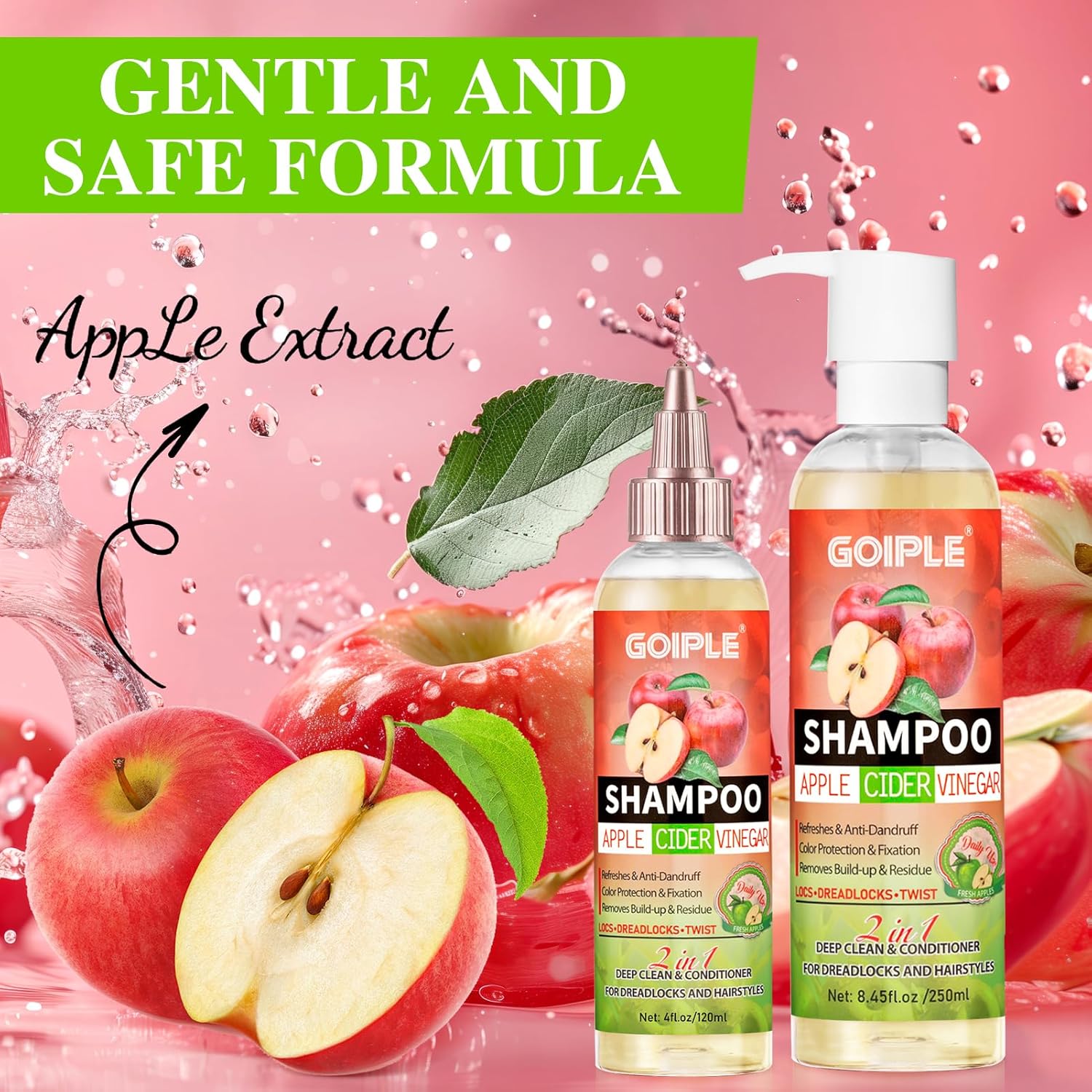 Rose Spray for Hair Loc Rose Water Hair Scalp Moisturizer- 2 in 1 Deep Clean & Conditioner Apple Cider Vinegar Shampoo, Briad Shampoo For Dreadlocks, Locs, Twist, Foam Sulfate Free for Curly Hair 3PCS - Image 4