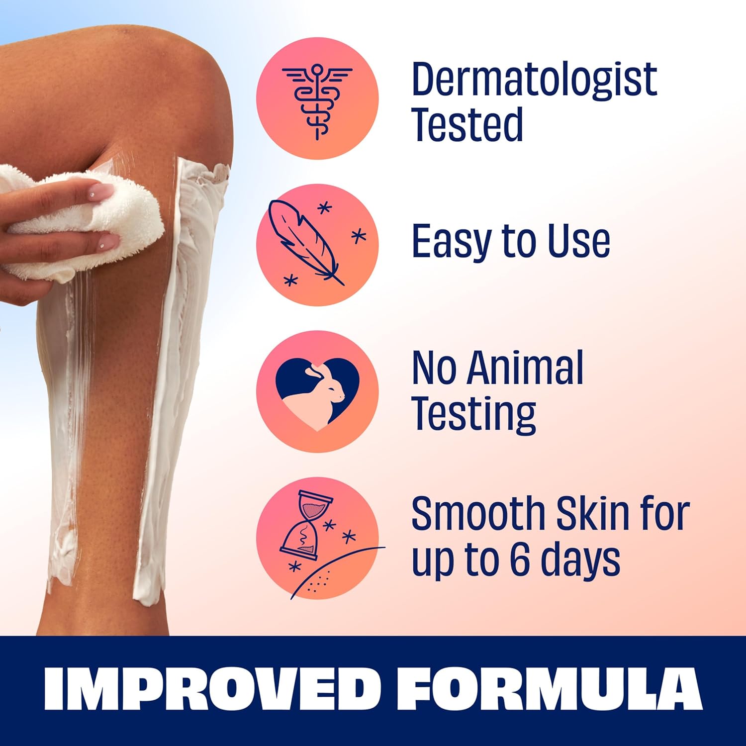 Nair Sensitive Shower Cream Hair Remover with Natural Coconut Oil and Vitamin E, Body Hair Removal Cream, 12 oz - Image 3