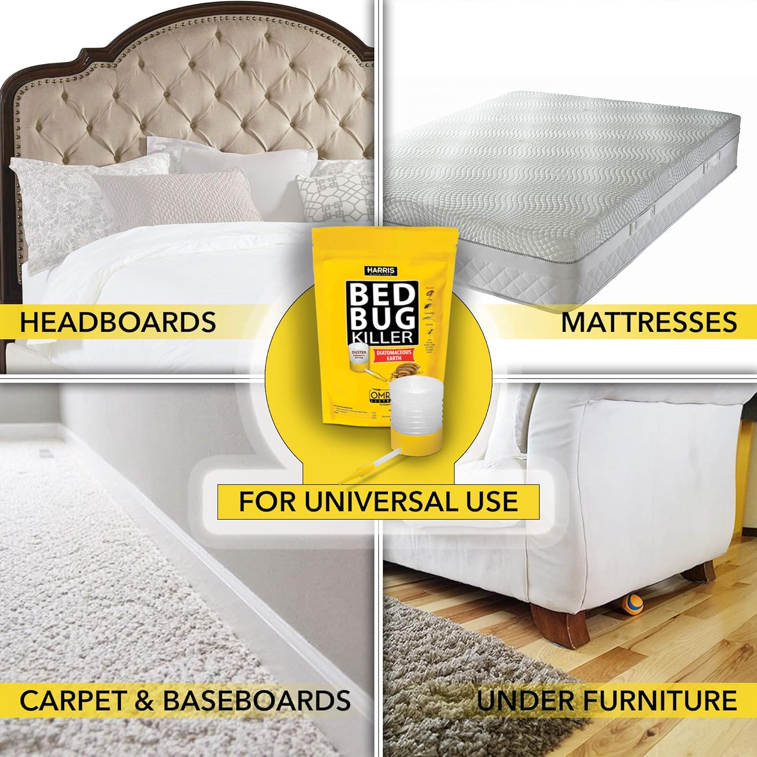 Harris Bed Bug Killer, Diatomaceous Earth (4lb with Duster Included Inside The Bag) - Image 4
