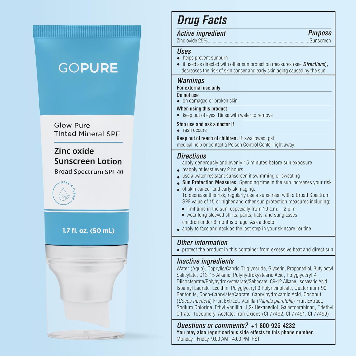 GoPure Glow Tinted Mineral Sunscreen SPF 40 PA+++ 1.7 oz Moisturizer - Image 7