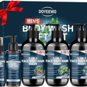 Mens Body Wash Gift Set,Cleanses,Hydrates,Nourishes & Soothes Skin,Mens Gifts Ideas,Stocking Stuffers Christmas Gifts for Men Dad Boyfriend Husband Valentines Fathers Birthday Gifts for Him