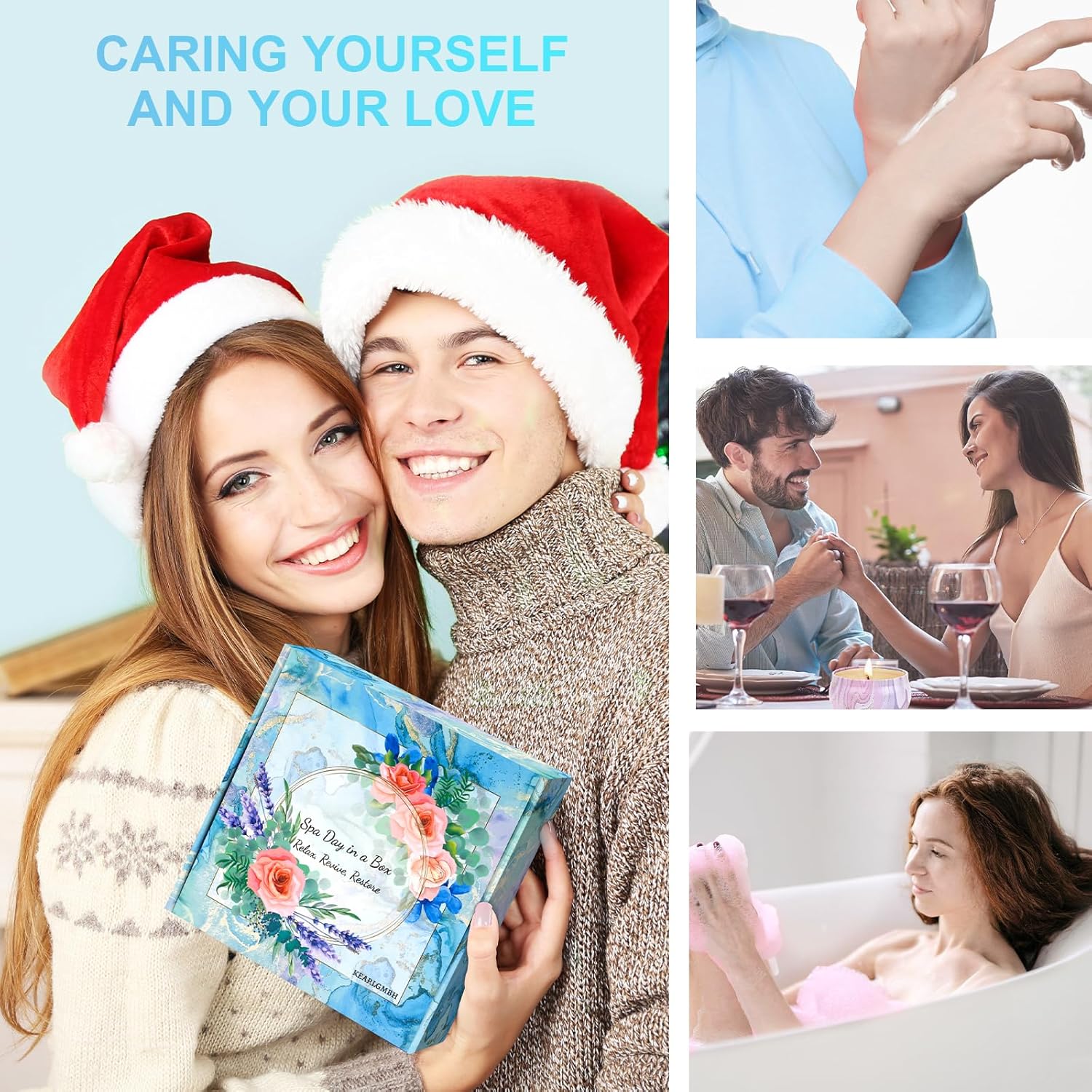 Luxury Bath Bomb Gift Set for Women, 4 Bath Bombs, 3 Soy Candles, 3 Hand Creams, New - Image 7