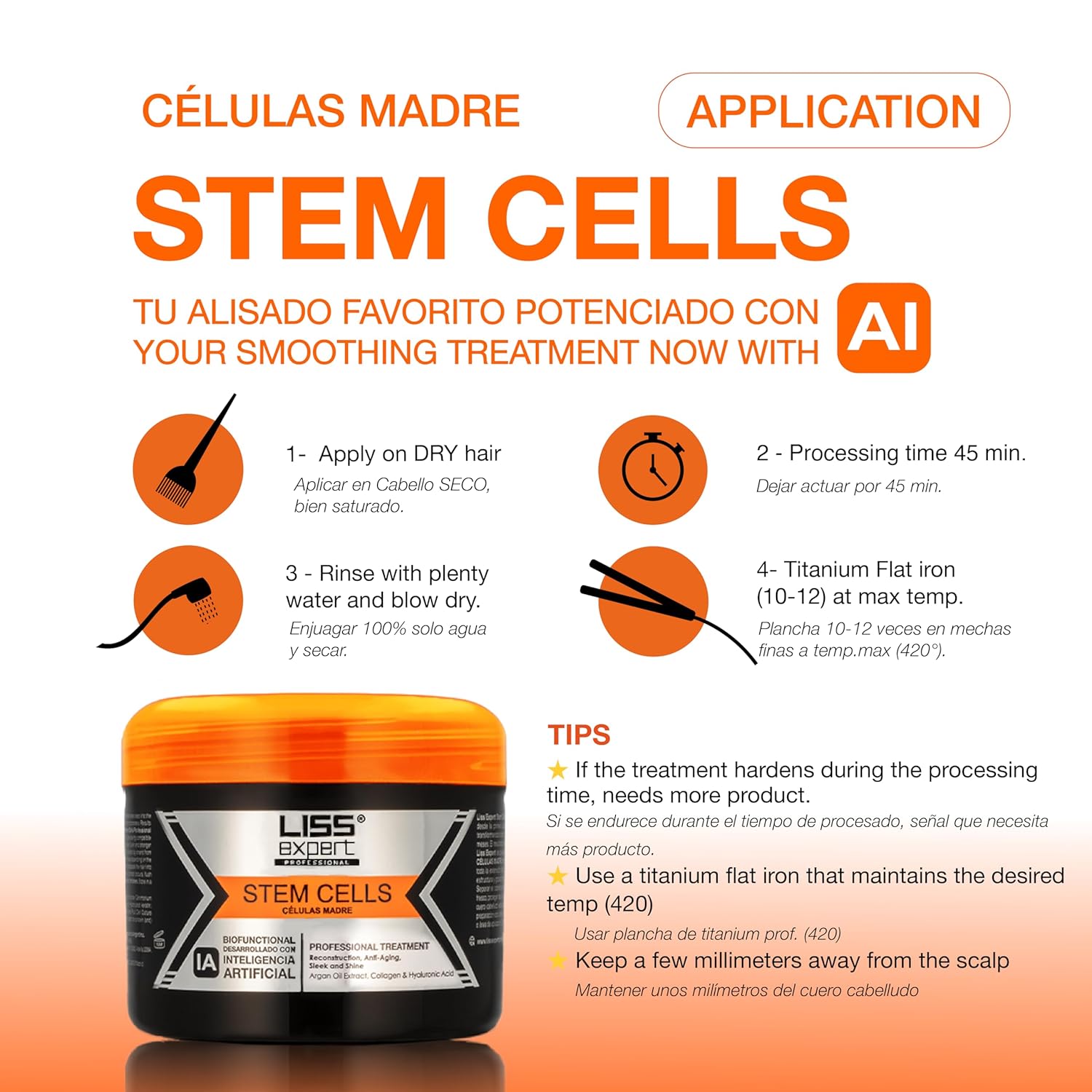 Liss Expert Stem Cells Smoothing Treatment – Organic Keratin & Argan Oil – Nanoplasty for Frizz-Free Repair & Shine – Professional Straightening - ONE Shoulder length application - Image 4