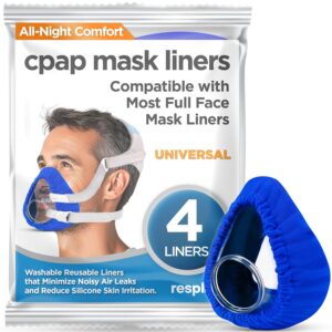 resplabs CPAP Mask Liners - Compatible with Most Full Face CPAP Masks - Pack of 4 Reusable Liners - Reduces Skin Irritation & Pressure Marks - CPAP Accessories for Comfort