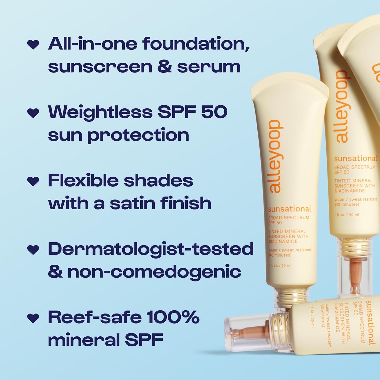 Alleyoop Sunsational Tinted Moisturizer SPF 50 with Jojoba, 1.7 oz New - Image 3