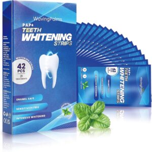 Sensitive Teeth Whitening Strips Kit: Professional Dental Whitening Set - Hydrogen Peroxide-Free Treatments for Whiter Teeth - Effective & Gentle Teeth Whitener (42 Count (Pack of 1), Mint)