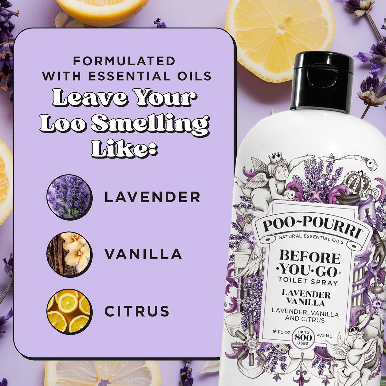 Poo-Pourri Before-You-Go Toilet Spray, Lavender Vanilla, Refill Bottle 16 Fl Oz - Lavender, Vanilla and Citrus - Image 8