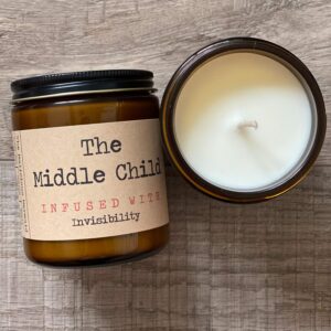 The Middle Child Infused With Invisibility | Premium Soy Wax Candle | The Snarky Mermaid | Amber Jar Candle | Made in USA | Gag Gift | Funny Gift | Scented Candles For Women And Men