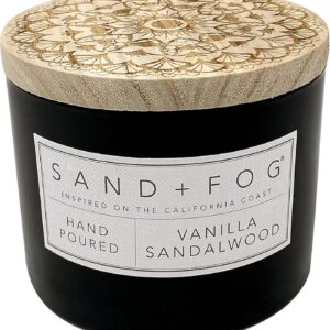 Sand + Fog Scented Candle - Vanilla Sandalwood – Additional Scents and Sizes – 100% Cotton Lead-Free Wick - Luxury Air Freshening Jar Candles - Perfect Home Decor – 12oz