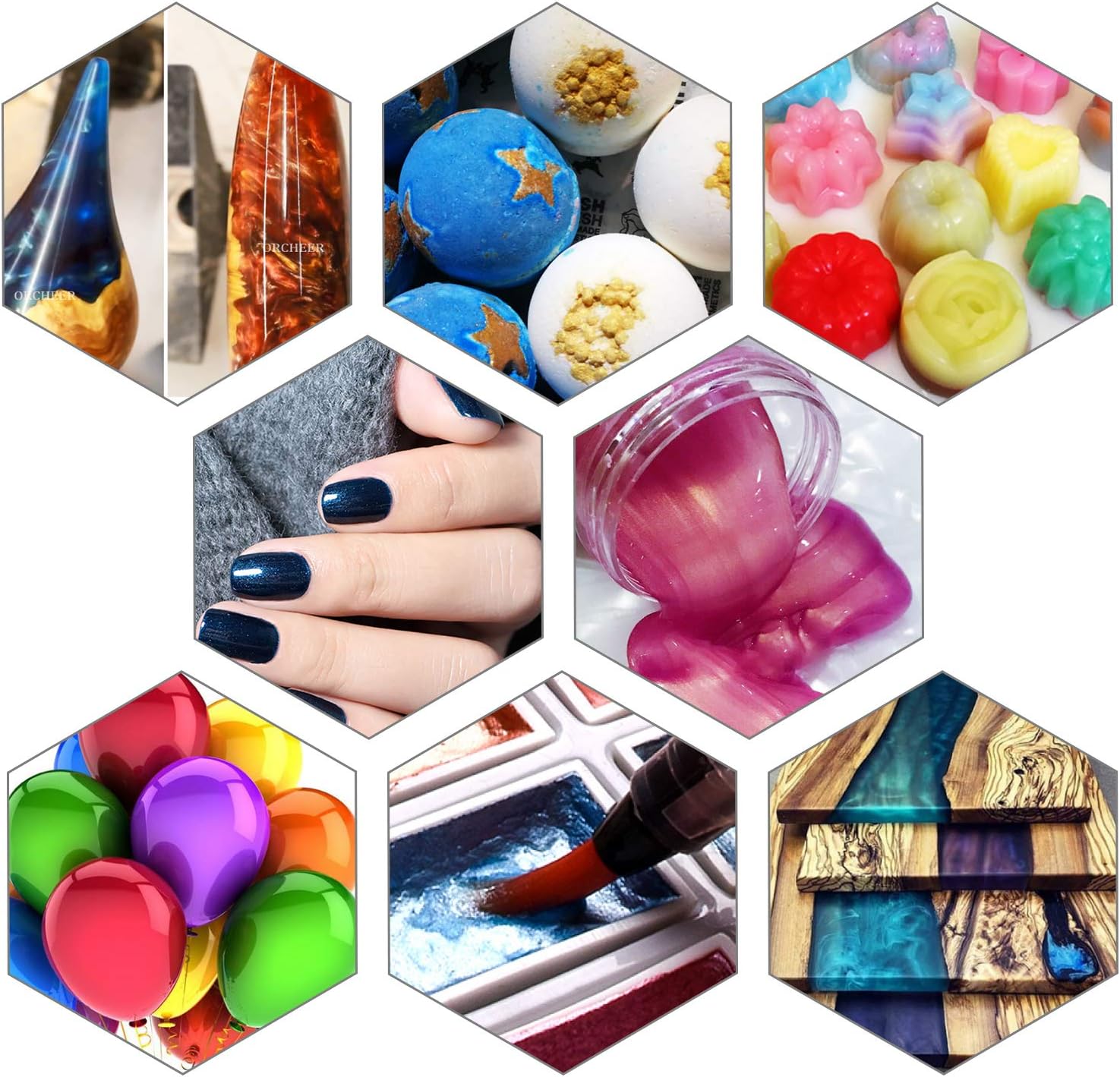 VITARIE Mica Powder Pigment Set 12 Colors 10g/0.35oz Each for Epoxy Resin,Soap Making,Nail Polish, Bath Bombs, Candle Making - Image 6