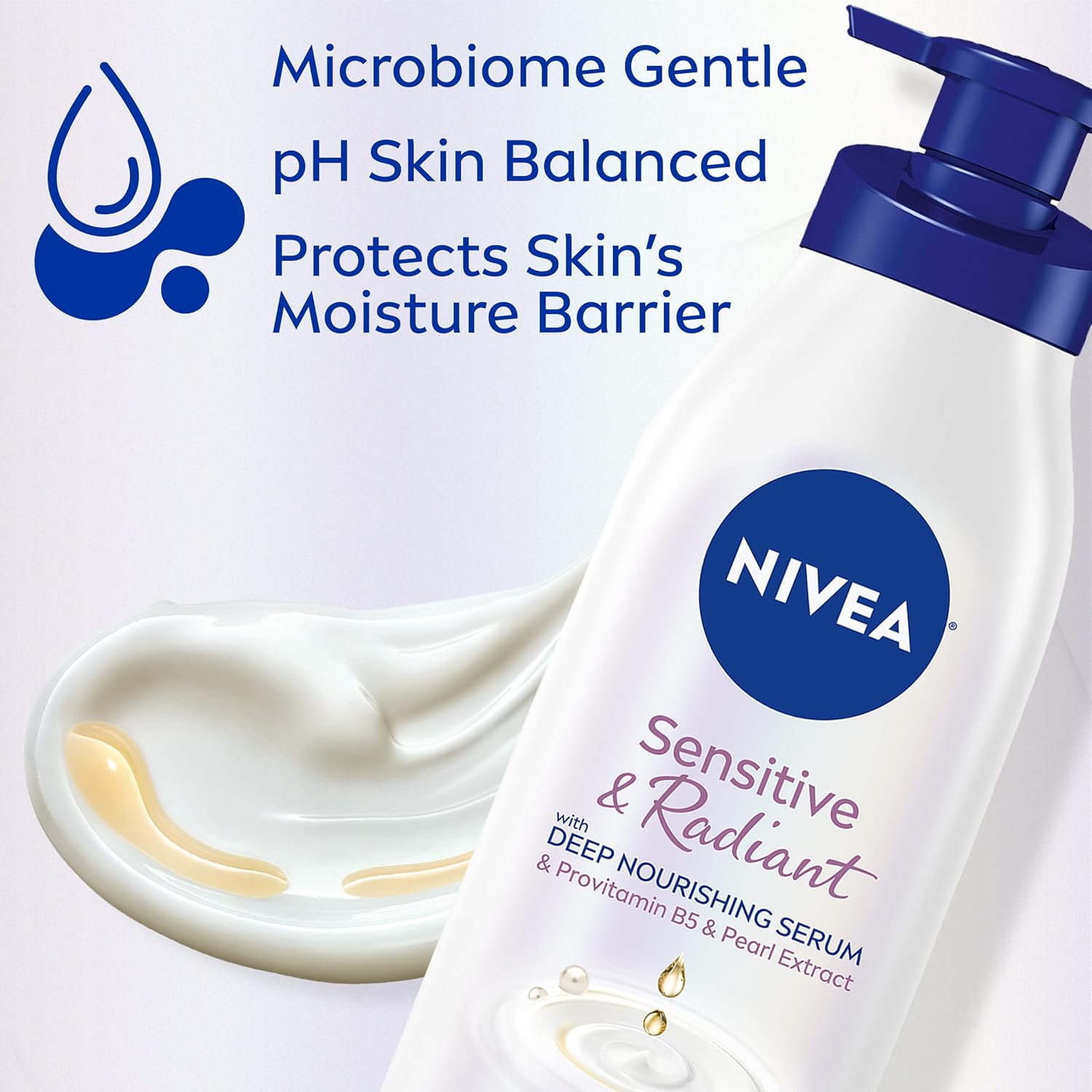 NIVEA Sensitive and Radiant Body Lotion for Sensitive Skin, Unscented Body Lotion With Hypoallergenic Formula, 16.9 Fl Oz Pump Bottle - Image 3