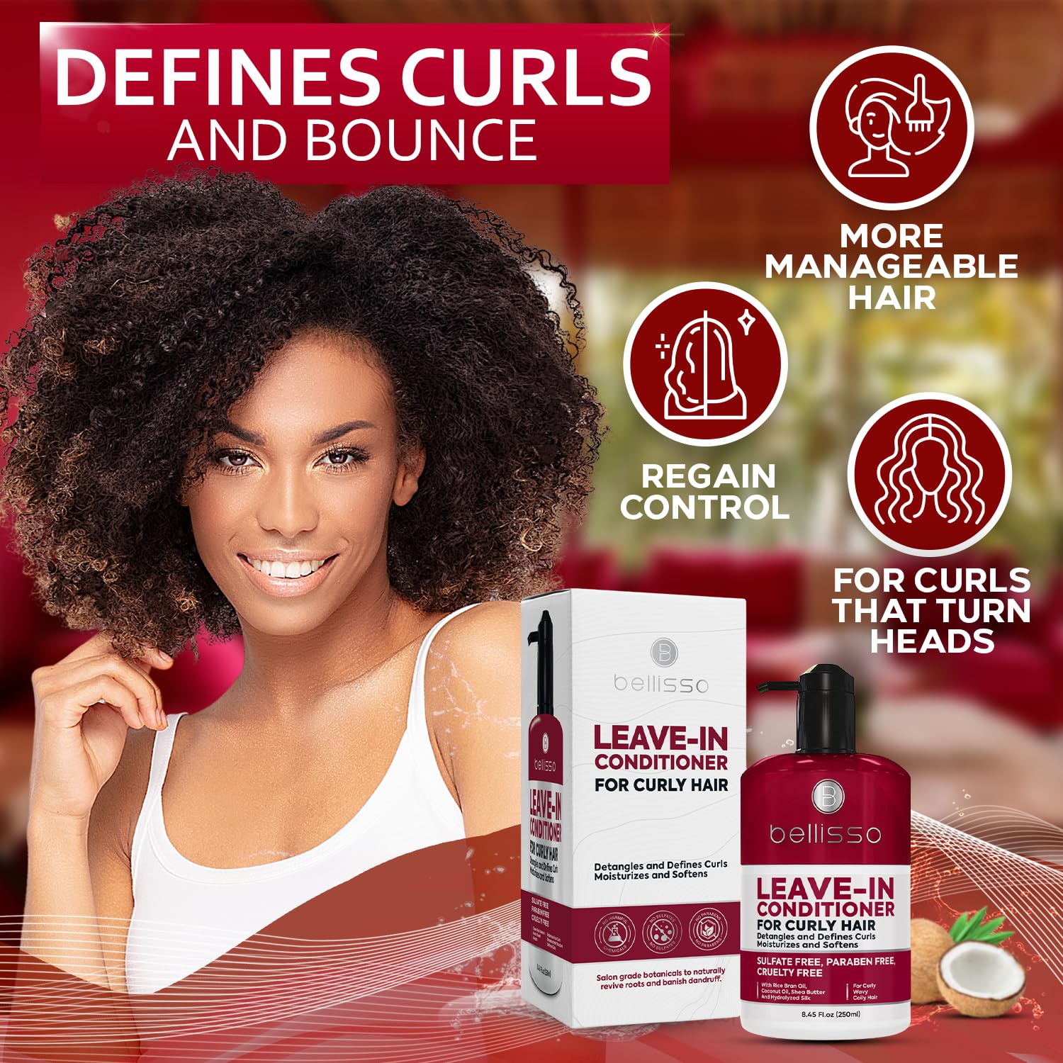 Nourishing Sulfate-Free Leave-in Conditioner for Curly Hair 8 oz for Frizz Control - Image 5