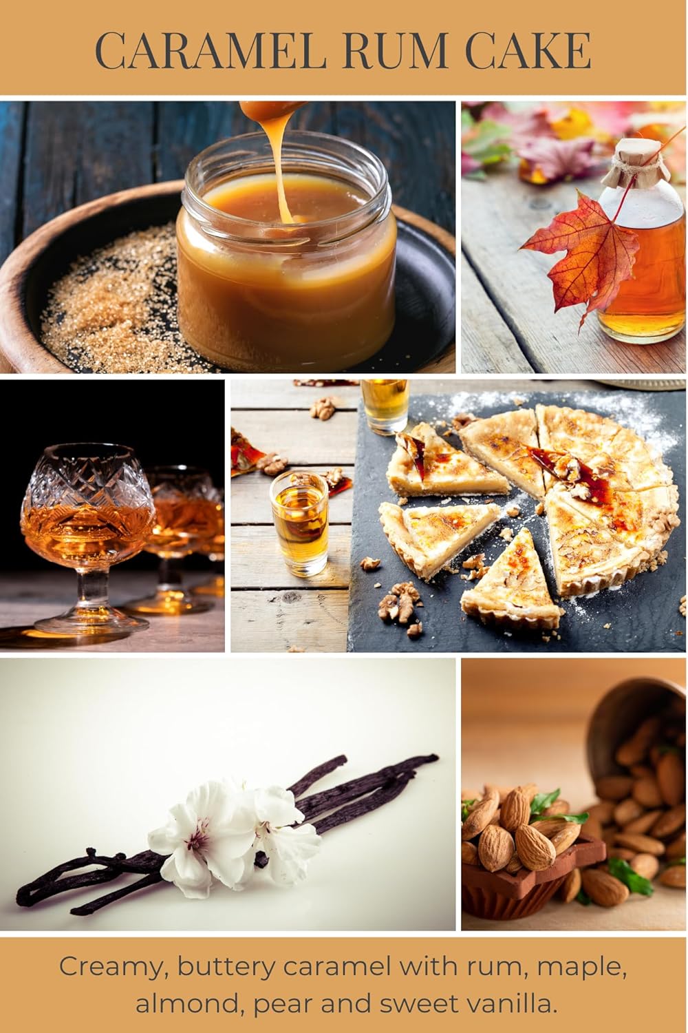 Eco Candle Co. Recycled Candle, Caramel Rum Cake, 6 oz. - Scents of Caramel, Rum, Maple, Almond, Pear, & Vanilla - 100% Soy Wax, No Lead, Kraft Paper Label & Lid, Hand Poured, Midwest Grown Soybeans - Image 2