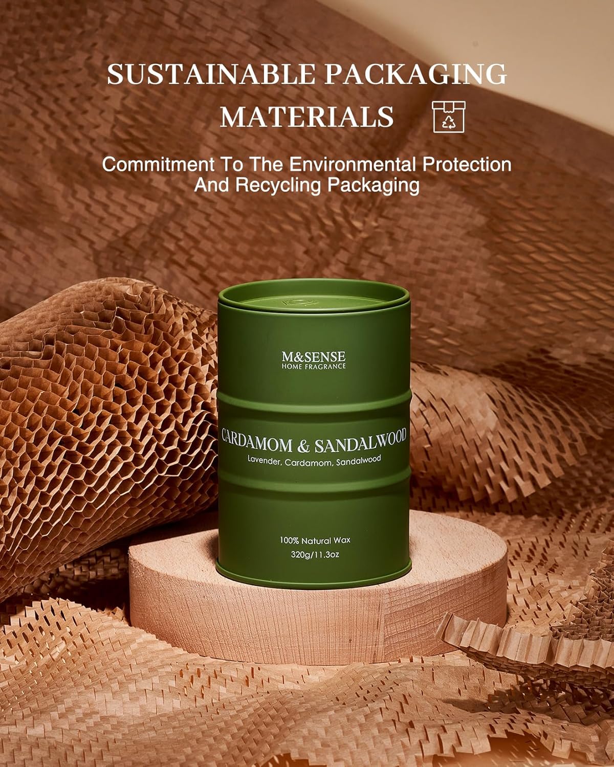 M&SENSE Cardamom Sandalwood Soy Scented Candles, Natural Organic Clean Burning Candles 11.3oz 70 Hours Long Lasting, Relaxing Aromatherapy Candles Gifts for Stress Relief - Image 8