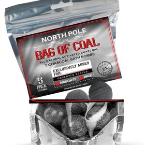 Activated Charcoal Bath Bombs for Women Relaxing - Natural Bath Bombs 5 PCs - Charcoal Immune Boosting Gift Set - Bath & Bathing Accessories - Bag of Coal Funny Gift