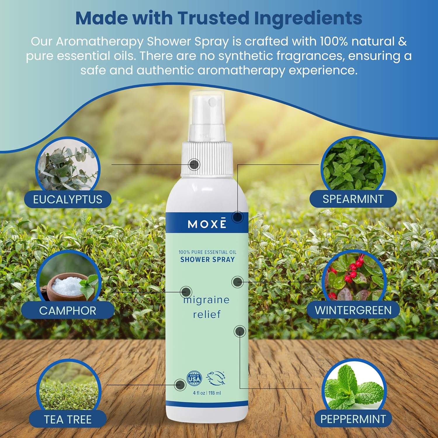 MOXE Migraine Relief Aromatherapy Shower Spray 8 oz Pure Essential Oils - Image 6
