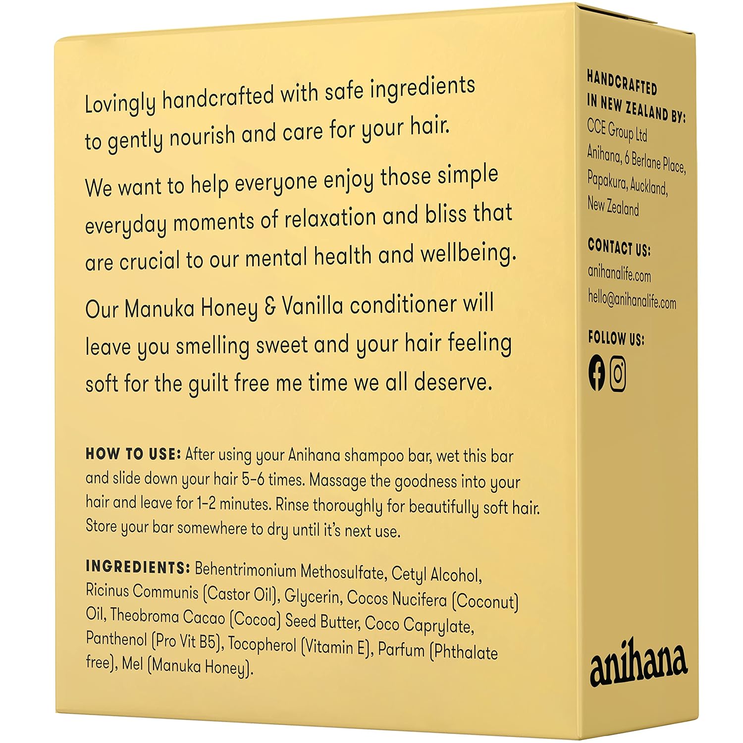 ANIHANA Conditioner Bar for Regular Normal Hair Clean Purifying Natural Healthy Look and Shine Paraben Free Manuka Honey and Vanilla 2.1 oz - Image 6