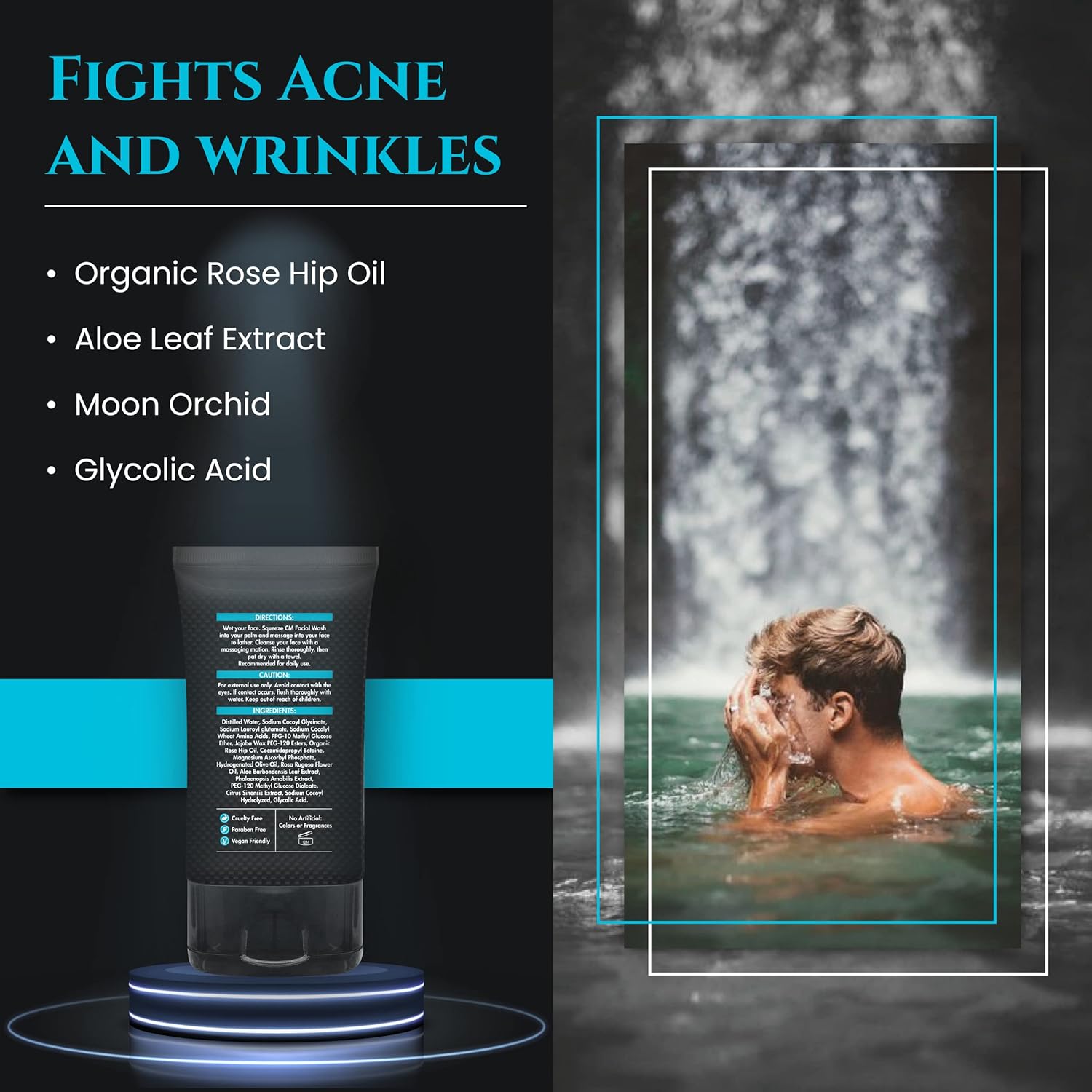 Organic Rose Hip Anti-Aging Face Cleanser for Men, 125ml - For All Skin Types - Image 4