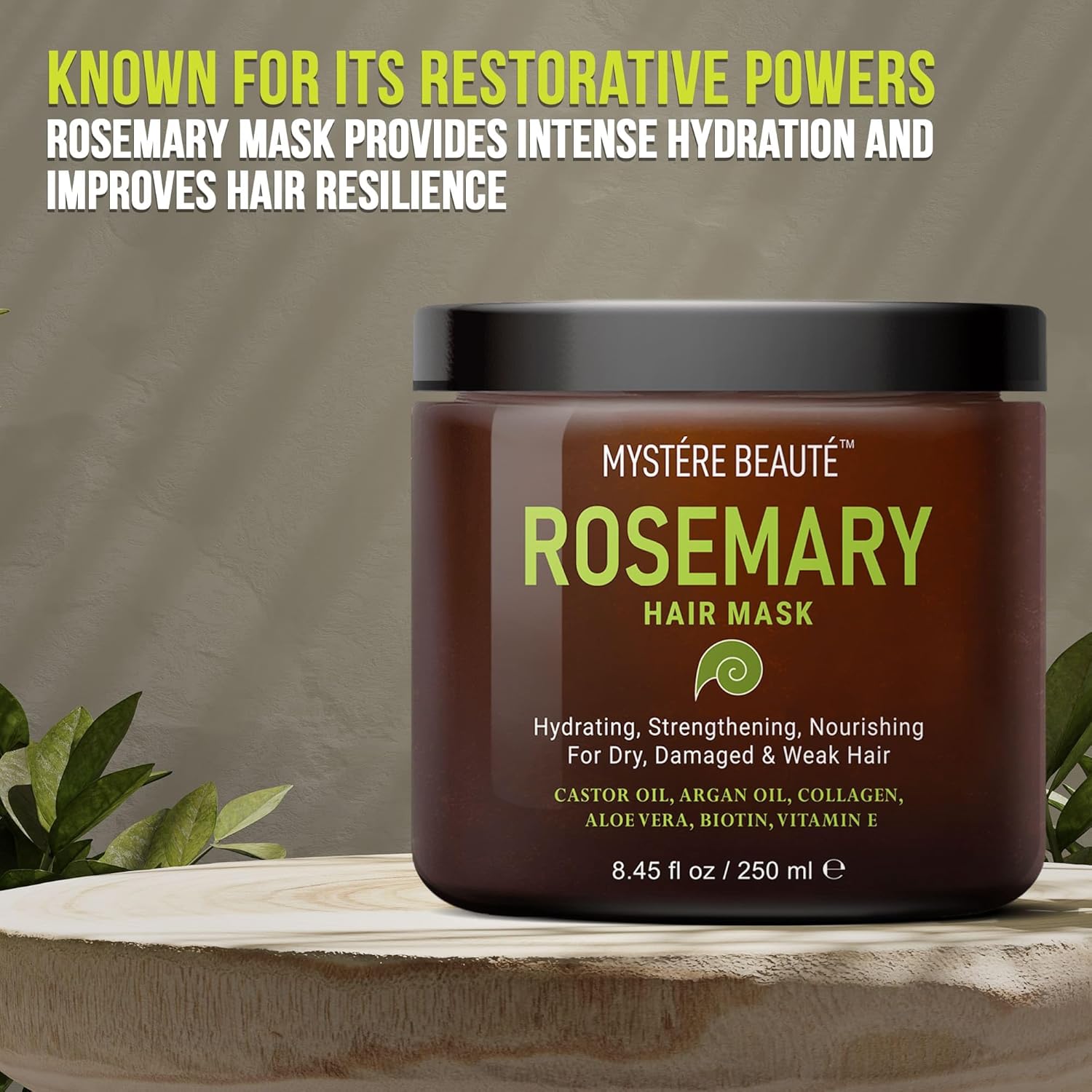 Rosemary Deep Conditioning Hair Mask for Dry Damaged Hair and Growth with Collagen Argan Oil - Rosemary Oil Leave in Conditioner aceite de romero puro y natural 8.5 fl oz x 2 Pack - Image 5