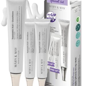 Mary&May Glutathione Eye Cream Special Set - Powerful Antioxidant, Reduces Dark Circles in the Eye, Improve Uneven Skin Tone with Vitamin C, 1.01 oz.+ Mini 0.4oz 2 Pack