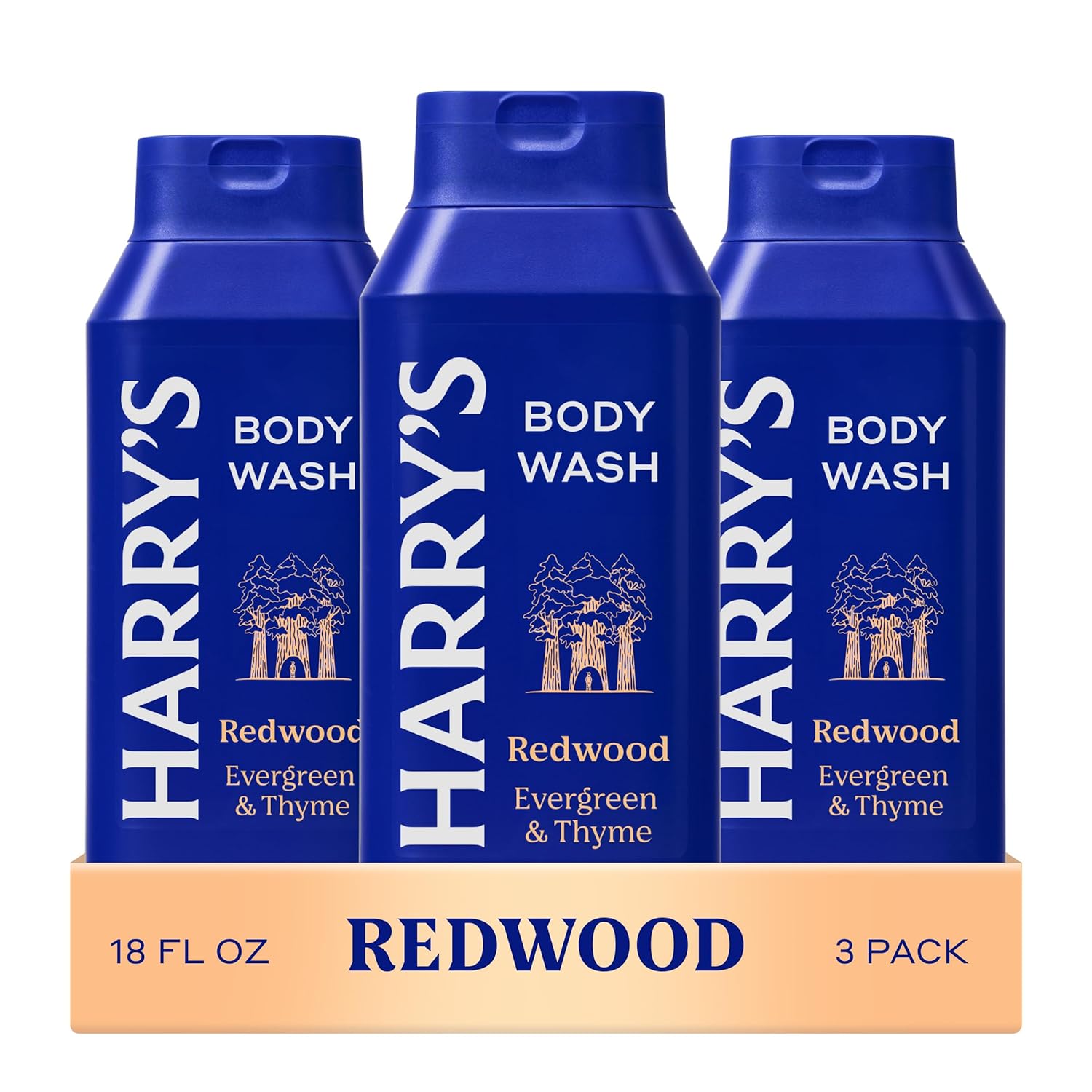 Harry's Men's Body Wash Shower Gel, Redwood Scent, 18 oz, Pack of 3