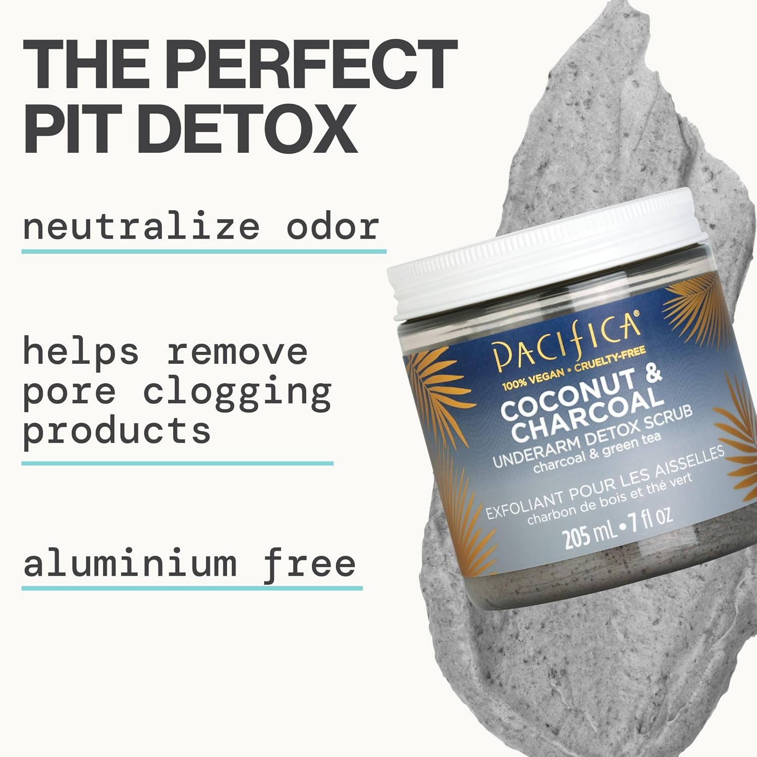 Pacifica Underarm Body Scrub - Armpit Detox Coconut & Charcoal Deodorant– Exfoliating & Nourishing for Natural Deodorant Users – Aluminum-Free & Safe for Sensitive Skin, Vegan & Cruelty-Free, 7 fl oz - Image 4