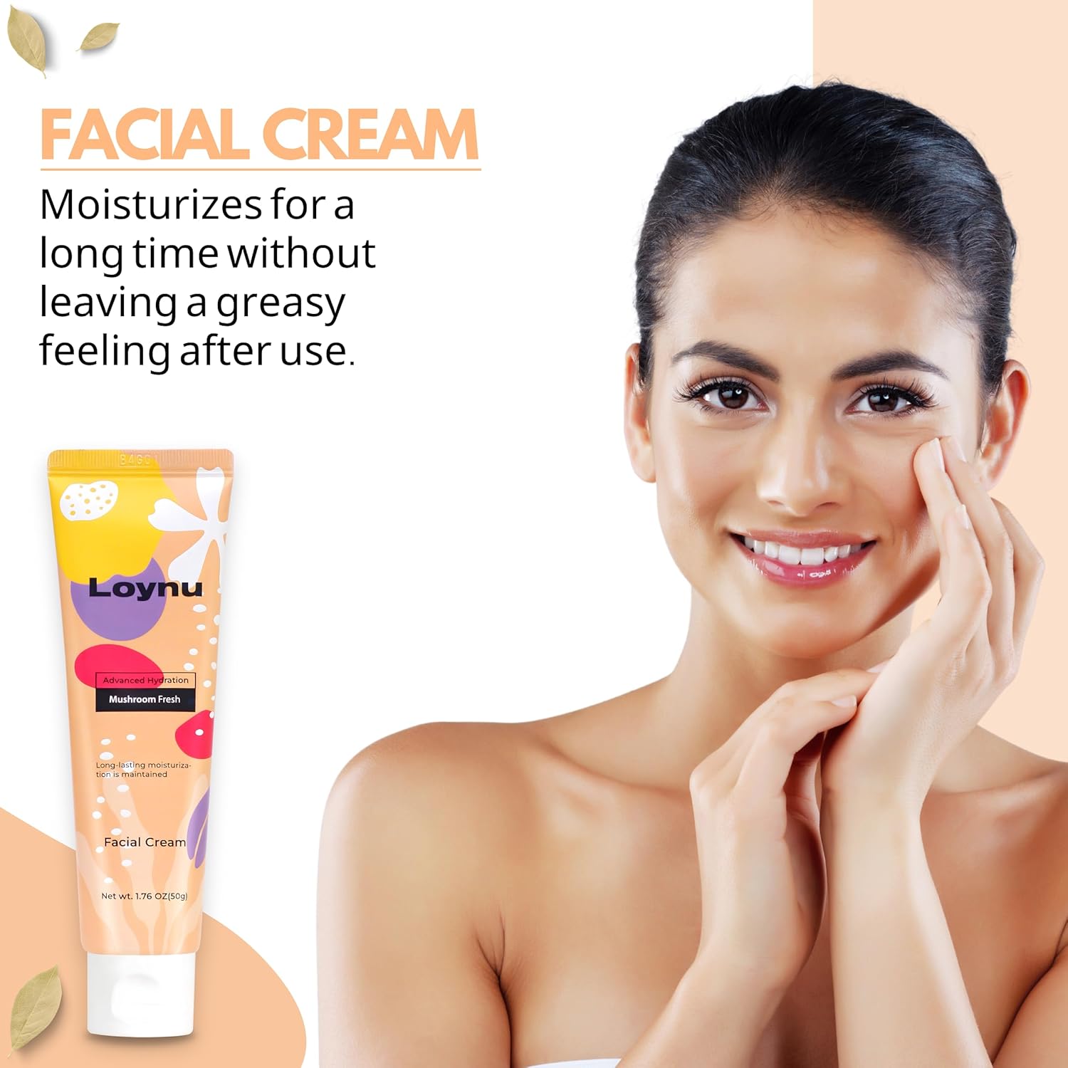 Face Moisturizer for Dry Skin, Korean Facial Cream, Moisture for Sensitive Skin, Hydrating Lotion with White Musk/Mushroom Fragrance, Thick Extra Moisturizing (Non-Irritating Formula), 1.76 Oz - Image 3