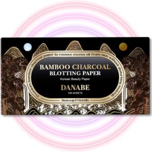 [KPOP Beauty] Makeup Oil Blotting Paper - DANABE Bamboo Charcoal Face Oil Blotting Sheets - Korean Skincare Oil Absorbing Sheets - Sweat Blotting Sheets for Face (4x3.6 in.100 Large Sheets)