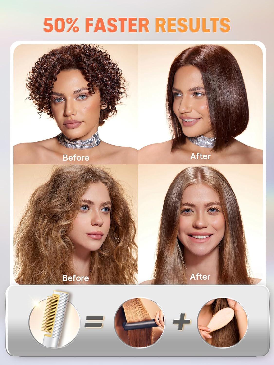 SHEGLAM 3D Ionic Hair Straightener Brush 24K Gold Comb Fast Heat-Up Anti-Scald Design - Image 4