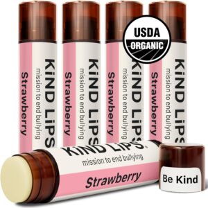 Strawberry Lip Balm 5-Pack | Organic & Natural Lip Care | Chapstick Alternative with Clean, Gluten-Free, Grain-Free Ingredients | Smooth, Hydrating, Non-Toxic Formula | Made in USA