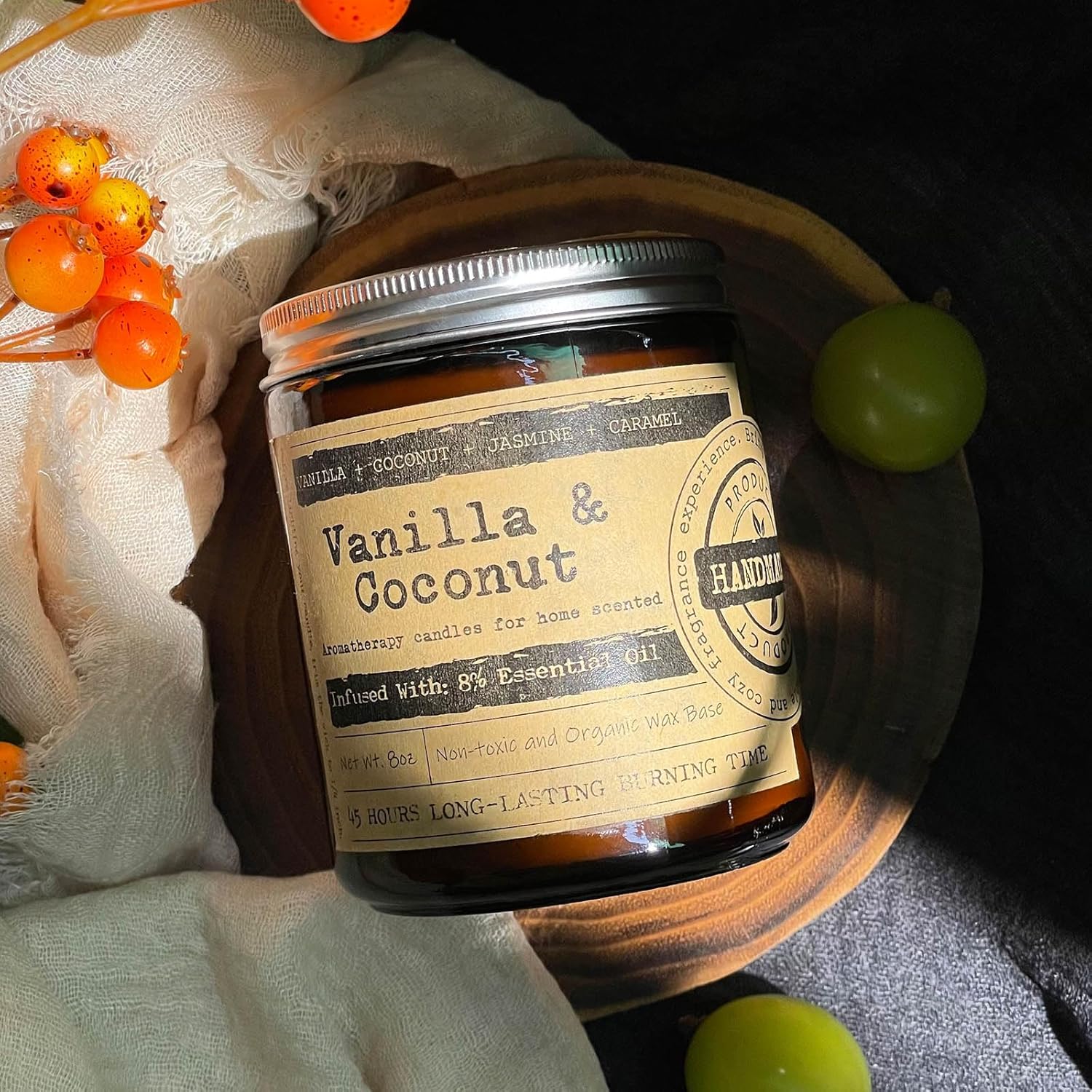 Coconut Vanilla Scented Candle 45 Hour Burn Time for Ultimate Relaxation and Stress Relief - Image 2