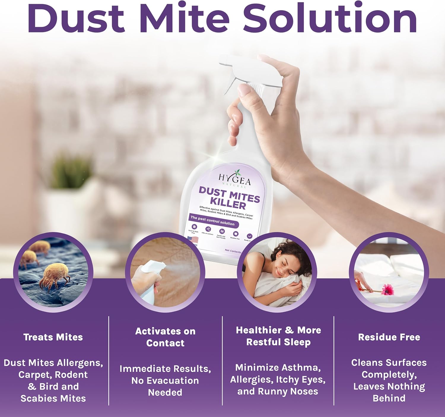24oz Unscented Eco-Friendly Dust Mite Spray Safe for Pets Children - Image 2