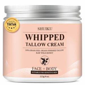 Beef Tallow for Skin with Honey Balm – All-Natural Moisturizer Hydrates and Nourishes the Skin, Whipped Grass-fed Beef Tallow Honey Balm blend - Ultra-Nourishing Moisturizer for Face, Body & Hands.