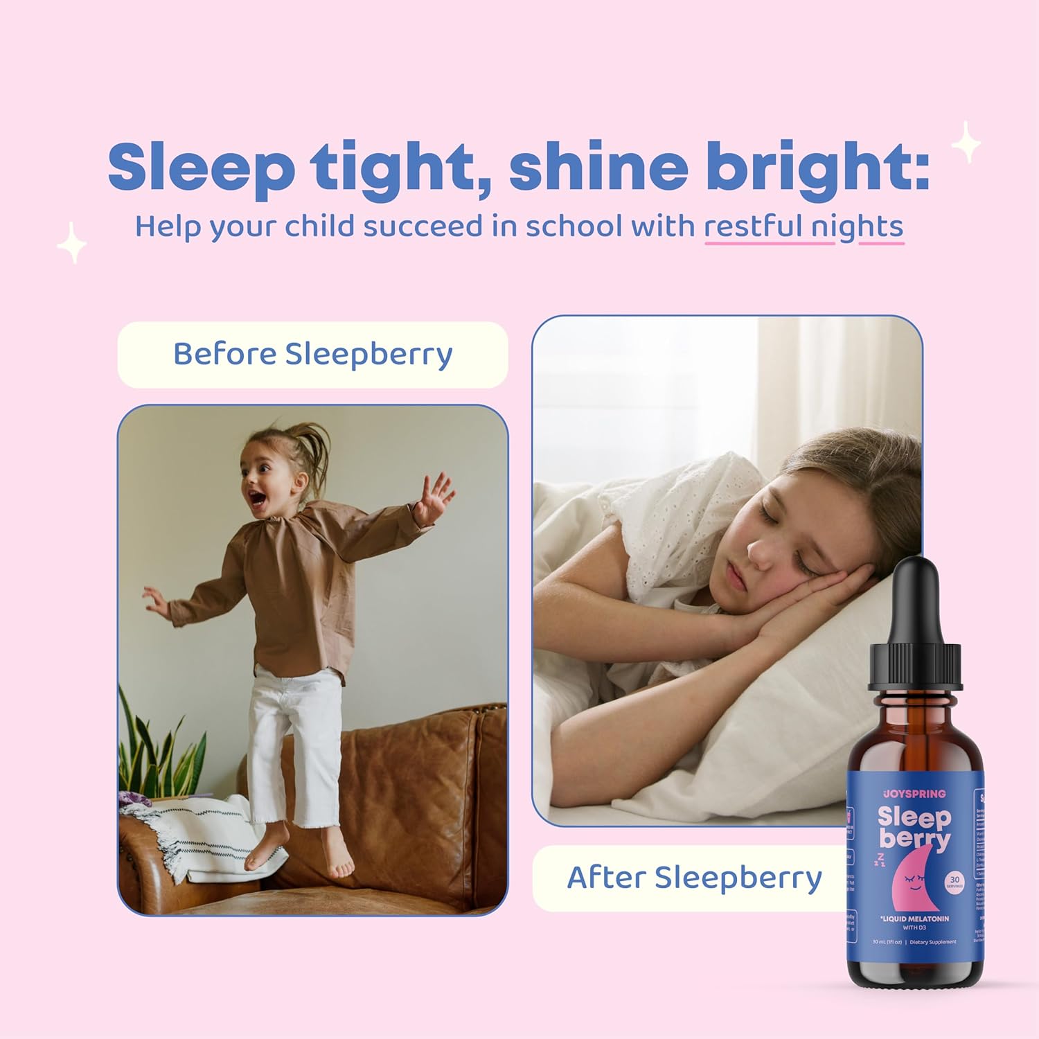 SleepBerry Kid's Natural Sleep Aid Liquid Melatonin 1 Fl oz with Elderberry & Vitamin D - Image 5