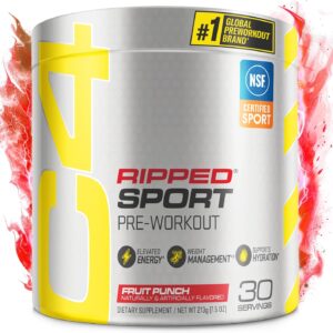 Cellucor C4 Ripped Sport Pre Workout Powder Fat Burner - NSF Certified for Sport + Sugar Free Preworkout Energy Supplement for Men & Women - 135mg Caffeine + Weight Loss - Fruit Punch, 30 Servings