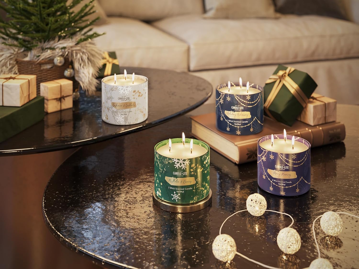 Candle-Lite Scented Candles, Cashmere & Cocktails Scent (Festive & Cozy), 14 oz 3-Wick Jar Candle, 45 Hours Burn Time, Perfect for Gifting and Celebration - Image 2