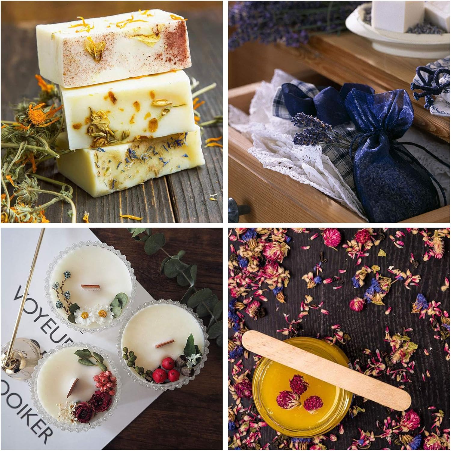 9 Bags Dried Flowers,100% Natural Dried Flowers Herbs Kit for Soap Making, DIY Candle Making,Bath - Include Rose Petals,Lavender,Don't Forget Me,Lilium,Jasmine,Rosebudsand More - Image 4