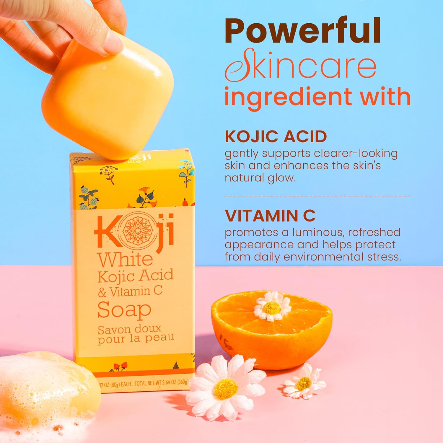 Koji White Kojic Acid & Vitamin C Brightening Soap, Hydrating Face & Body For Radiant Glow Skin, Nourishing, Moisturizing, Even Tone Cleansing Bar, Vegan, Paraben-Free, 2.82 oz (2 Bars) - Image 5